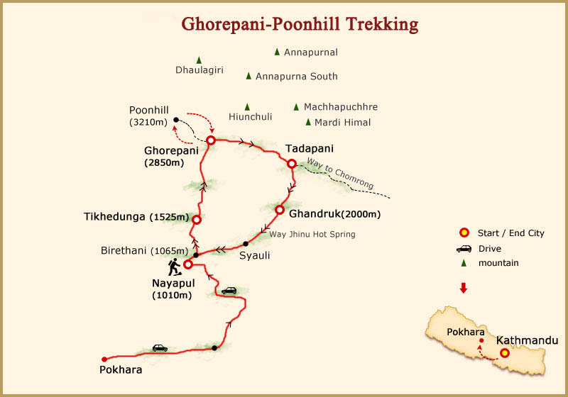 Ghorepani Poon Hill map